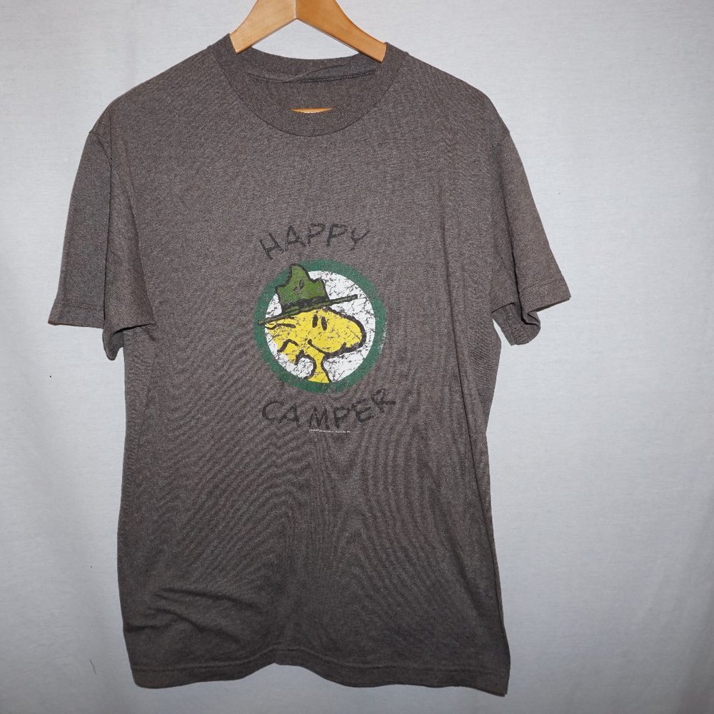 VTG Peanuts WOODSTOCK Happy Camper Tshirt mens licensed United Feature Syndicate